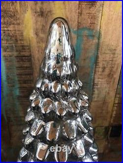 1 Pottery Barn Medium LIT MERCURY GLASS TREES Christmas New Silver Decor