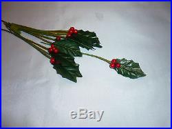 1 x 12 Artificial Holly & Berries Single leaf Stem spray bunch-cakes, favours