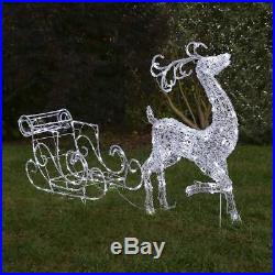 1m LED Acrylic Reindeer and Sleigh Christmas Silhouette Outdoor Crystal LED