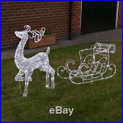 1m LED Acrylic Reindeer and Sleigh Christmas Silhouette Outdoor Crystal LED