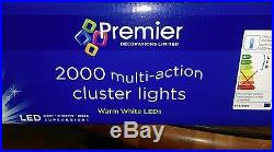 2000 multi action cluster christmas lights warm white LED indoor/outdoo