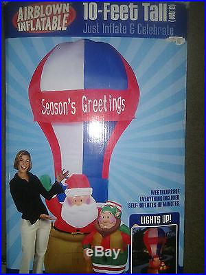 2004 Gemmy Airblown Inflatable Santa & Pixie Elf 10 Ft Hot Air Balloon Blow Up