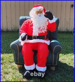 2007 Gemmy 5.5 ft Life Like Santa In Chair Animated Airblown Inflatable Rare