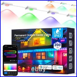 200FT RGBIC Permanent Outdoor Lights, 120 RGBIC LEDs Eave Lights IP67 Waterpr