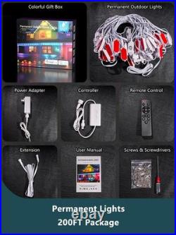 200FT RGBIC Permanent Outdoor Lights, 120 RGBIC LEDs Eave Lights IP67 Waterpr