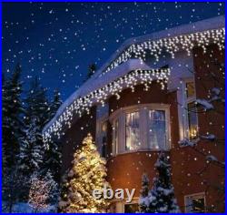 200 LED 3.9m BATTERY OPERATED SNOWING EFFECT ICICLE LIGHTS XMAS CHRISTMAS PARTY