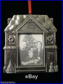 2012 OUR FAMILY PHOTO FRAME CHRISTMAS ORNAMENTHOMEHOUSEMETALPEWTERNWOT
