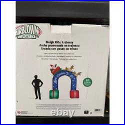 2019 9×9 Airblown Inflatable Sleigh Ride Arch Merry Christmas Gemmy Lighted HUGE
