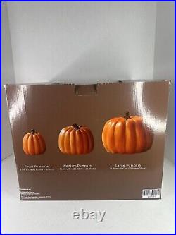 2024 Hobby Lobby Nesting Stackable Orange Pumpkin Set Fall Halloween Decor