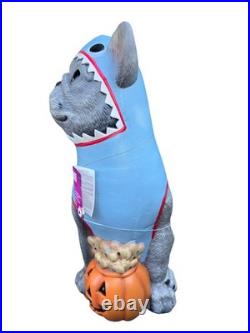 2026 Home Depot 2.5 Ft Gray Frenchie in Shark Costume Halloween Dog Blow Mold 2026 Home Depot 2.5 Ft Gray Frenchie in Shark Costume Halloween Dog Blow Mold