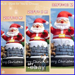 20-26-33-40FT Giant Christmas Inflatable Santa Claus Xmas Yard Lawn Decoration
