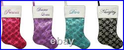 20.5 Lavender Drama Queen Sequin Snowflake Christmas Stocking with Fleece Cuff