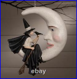20 Bethany Lowe BeWitched Crow Moon Witch Hanging Figure Retro Halloween Decor