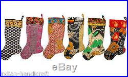 20 Handmade Vintage Kantha Christmas stockings 16x8 Wholesale