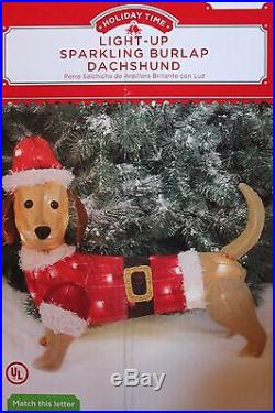 20 LIGHT UP LIT DACHSHUND WEINER DOG BURLAP CHRISTMAS YARD DECOR DECORATION