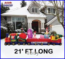 21' Colosal Christmas Train with Santa Air Blown Inflatable Lighted Yard Decor