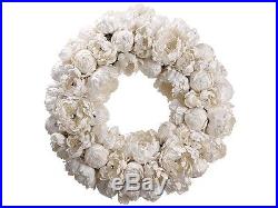 22 Diamond Peony Artificial Floral Christmas Wreath Unlit