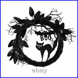22 Halloween Black Cat Bat Boo Twig Wreath Home Garden Decor