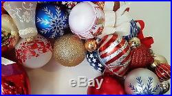 22 Patriotic Americana Glass Ornament Wreath USA Vintage Modern Bells Eagle
