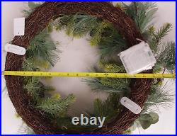 22 Pottery Barn Pre-lit Faux Eucalyptus & Pine wreath, Christmas