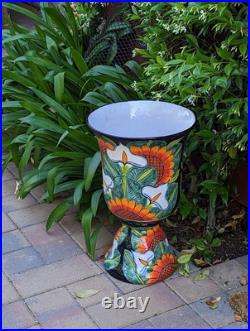 22 Tall Sunflower Lily Planter Handmade Talavera Ceramic Mexican Pottery 22 Tall Sunflower Lily Planter Handmade Talavera Ceramic Mexican Pottery