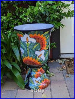 22 Tall Sunflower Lily Planter Handmade Talavera Ceramic Mexican Pottery 22 Tall Sunflower Lily Planter Handmade Talavera Ceramic Mexican Pottery