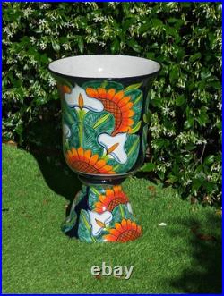 22 Tall Sunflower Lily Planter Handmade Talavera Ceramic Mexican Pottery 22 Tall Sunflower Lily Planter Handmade Talavera Ceramic Mexican Pottery