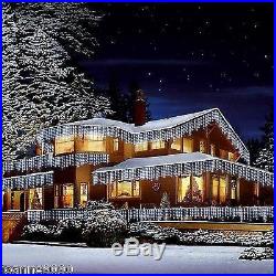 23.8m Premier 960 White LED Snowing Icicles Outdoor Christmas Tree House Lights