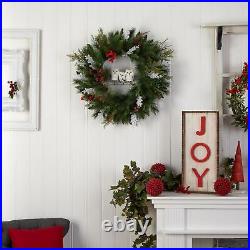 24 Holiday Owl Family Pinecone Berry Christmas Wreath