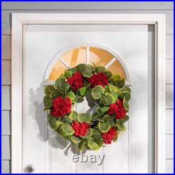 24 In. Fabric Geranium Twig Wreath
