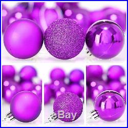 24 Pcs Christmas Balls Ornaments for Christmas Tree Decor Shatterproof Purple