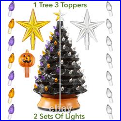 24 Pre-Lit Ceramic Christmas Tree Hand-Painted Tabletop with Lights