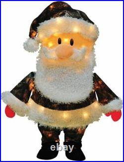 24 Pre-Lit Santa Claus in Camo Christmas Outdoor Yard Decoration Clear Lights