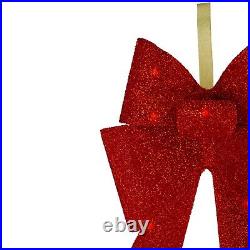 24 Pre-Lit Tinsel Christmas Red Bow Indoor Outdoor LED Holiday Yard Decoration