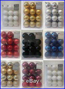 24 X 60MM SHATTERPROOF CHRISTMAS TREE BAUBLES XMAS LUXURY DECORATION BAUBLE BALL