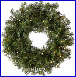 24 in Pre-Lit Norwood Fir Artificial Christmas Wreath, Christmas Decoration with