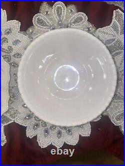 24 pier 1 Imports Exclusive Snowflake Embossed Rare dinner salad bowl srvc 4