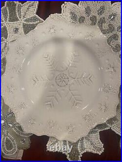 24 pier 1 Imports Exclusive Snowflake Embossed Rare dinner salad bowl srvc 4