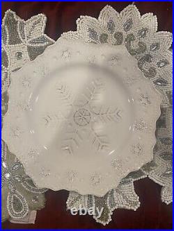 24 pier 1 Imports Exclusive Snowflake Embossed Rare dinner salad bowl srvc 4