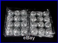 24 silver Mirrored Glass Disco Ball Christmas Tree Ornaments retro rockabilly