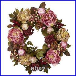 24in. Peony Hydrangea Wreath