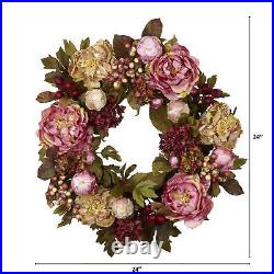 24in. Peony Hydrangea Wreath