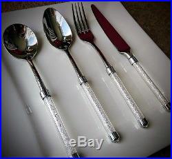 24pc Stainless Cutlery Set with Swarovski Crystal Filled Handle