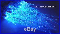 25 Blue Twinkling Melting Ice Icicle Christmas Led Light Holiday Outdoor Twinkle