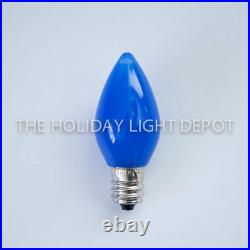 25 C7 Blue LED Christmas Light Bulbs Opaque Blue Smooth LED Retro Fit Dimmable
