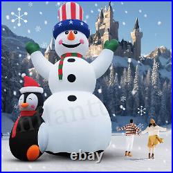 26/33FT Giant Inflatable Christmas Snowman with Penguin for Outdoor Party Decor