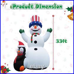 26/33FT Giant Inflatable Christmas Snowman with Penguin for Outdoor Party Decor