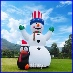 26/33FT Giant Inflatable Christmas Snowman with Penguin for Outdoor Party Decor