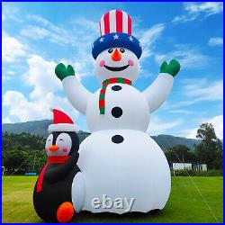 26/33FT Giant Inflatable Christmas Snowman with Penguin for Outdoor Party Decor