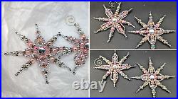 (26) Flower/jeweled/bead Ornate Snowflake Christmas Ornaments, Unmarked